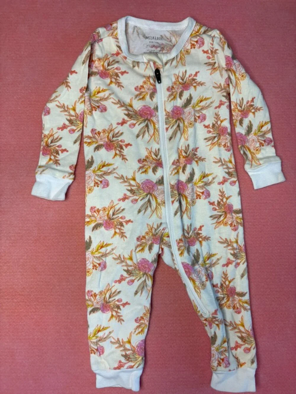 Milk Barn floral organic cotton sleeper, size 3-6 months